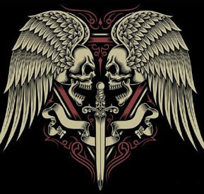 经典骷髅刀柄手稿纹身图案