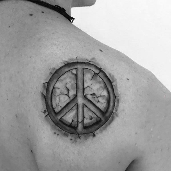 几何和花纹身图案  创意的和平标志纹身图案
