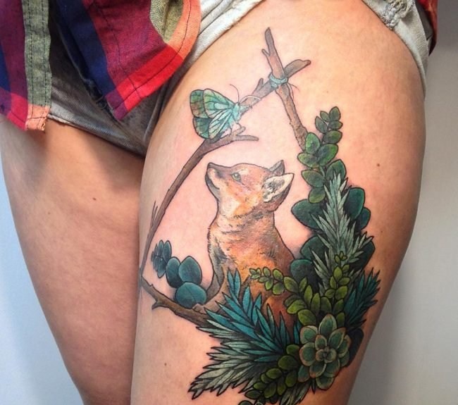 百乐动物纹身  活泼的狐狸纹身图案