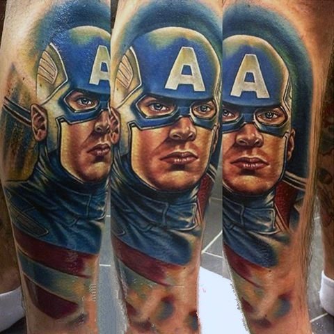 英雄纹身图案  极具创意的英雄美国队长纹身图案