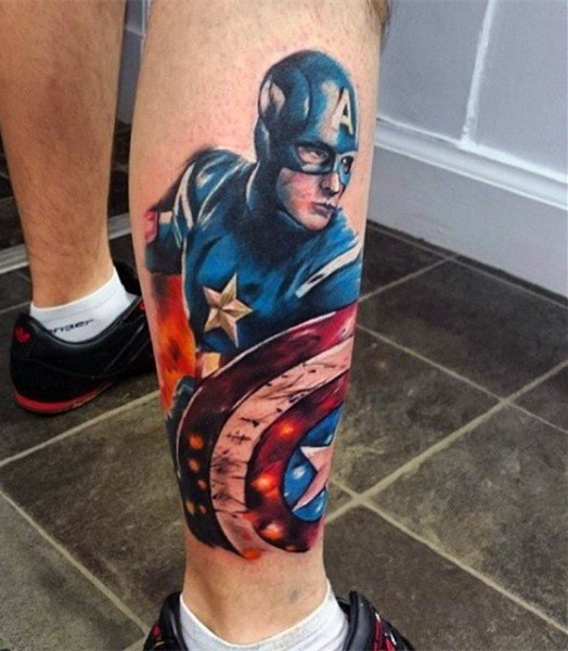 英雄纹身图案  极具创意的英雄美国队长纹身图案