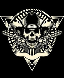 经典骷髅手枪纹身图案