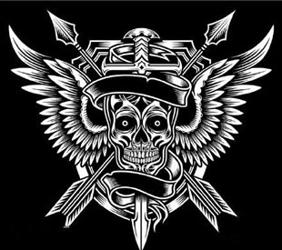 经典刀剑降恶神骷髅纹身图案