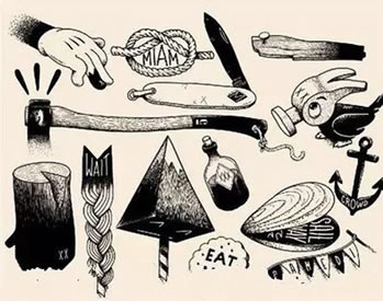 欧美风各种小图形手稿纹身图案