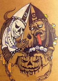 冥界恶鬼手稿纹身图案