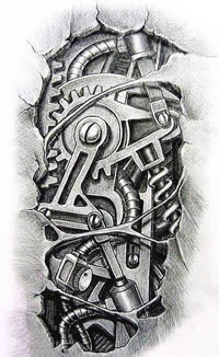 素描机械手稿纹身图案