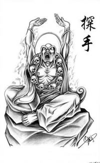 中国风探手手稿纹身图案