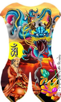 中国风格彩绘龙手稿纹身图案