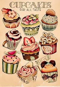 各种好吃的甜点纹身图案