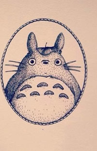 精巧的龙猫手稿纹身图案