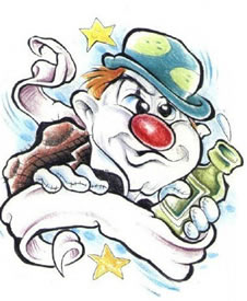 彩绘小小丑手稿纹身图案