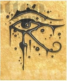 水墨风荷鲁斯之眼纹身图案