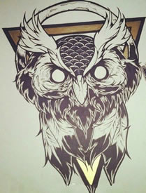 精美的猫头鹰手稿纹身图案