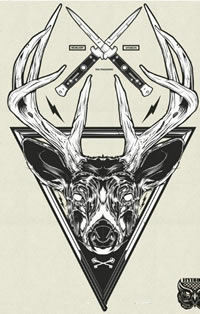 精美的羚羊手稿纹身图案