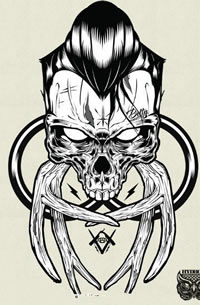 经典骷髅头手稿纹身图案