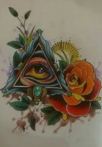 花卉中的上帝之眼纹身图案