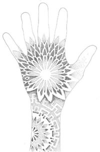 经典手部梵花手稿纹身图案