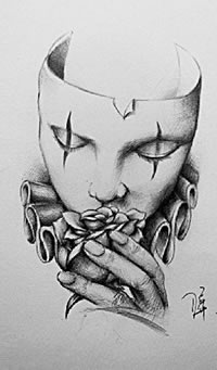 素描面具纹身图案