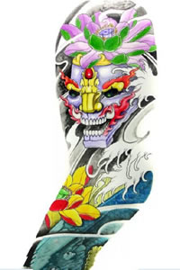 经典莲花龙图腾纹身图案