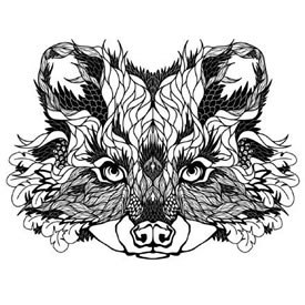 可爱的老虎手稿纹身图案