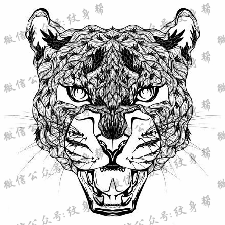 可爱的老虎手稿纹身图案