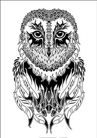 精致的猫头鹰纹身图案