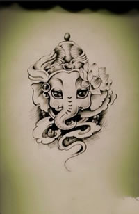 经典象神手稿纹身图案