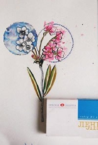 彩绘精美花卉手稿纹身图案