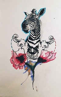 抽象派斑马手稿纹身图案