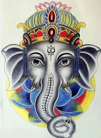 传统风格象神纹身图案