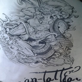 经典素描龙图腾纹身图案