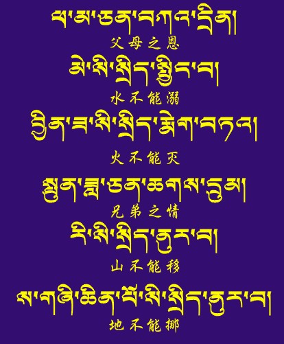 藏梵文的中文对照表_99张流行话语的藏梵文的中文对照表