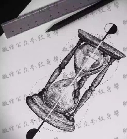 沙漏纹身手稿_59张纹身关于沙漏的手稿图案图片