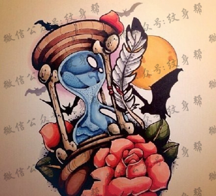 沙漏纹身手稿_59张纹身关于沙漏的手稿图案图片