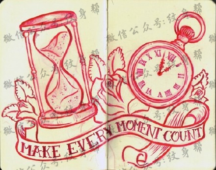 沙漏纹身手稿_59张纹身关于沙漏的手稿图案图片