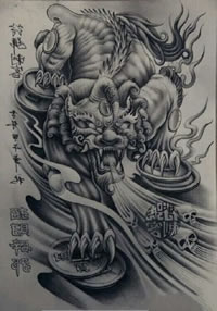 中国风经典的貔貅纹身图案