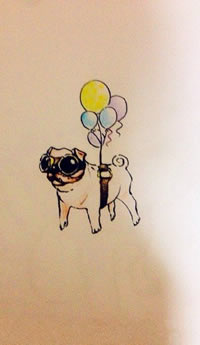 卡通狗狗带着气枪纹身图案
