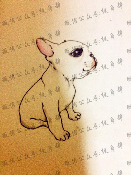 手绘可爱呆萌的小狗纹身图案