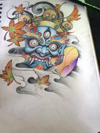 中国传统手绘不动明王纹身图案