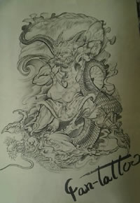 中国传统风神纹身图案