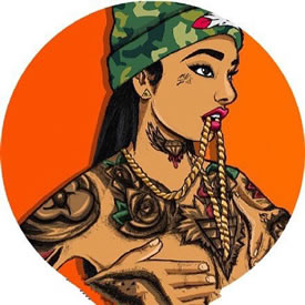 彩绘半胛美女手稿纹身图案