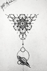 几何图形宇宙手稿纹身图案