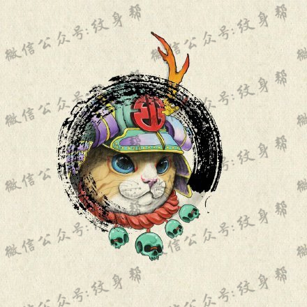 可爱的猫咪纹身图案