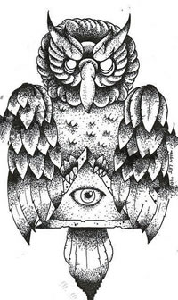 手稿经典的猫头鹰纹身图案