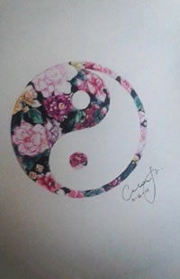 精美的牡丹八卦纹身图案