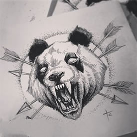 手绘熊猫纹身图案