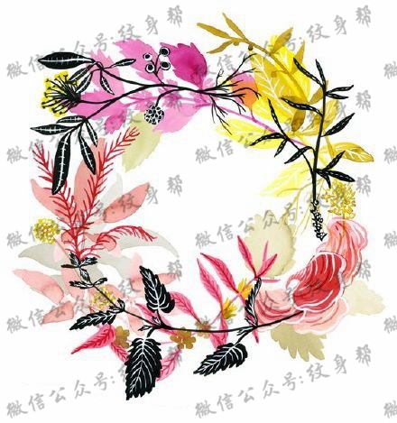 精美漂亮的花环纹身图案