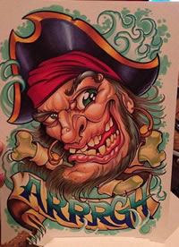 彩绘写实海盗纹身图案