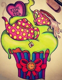 精美彩绘冰激凌纹身图案