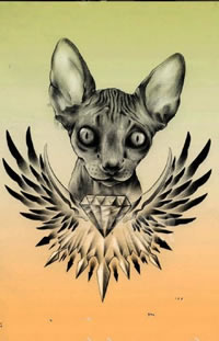 经典小狗翅膀钻石纹身图案